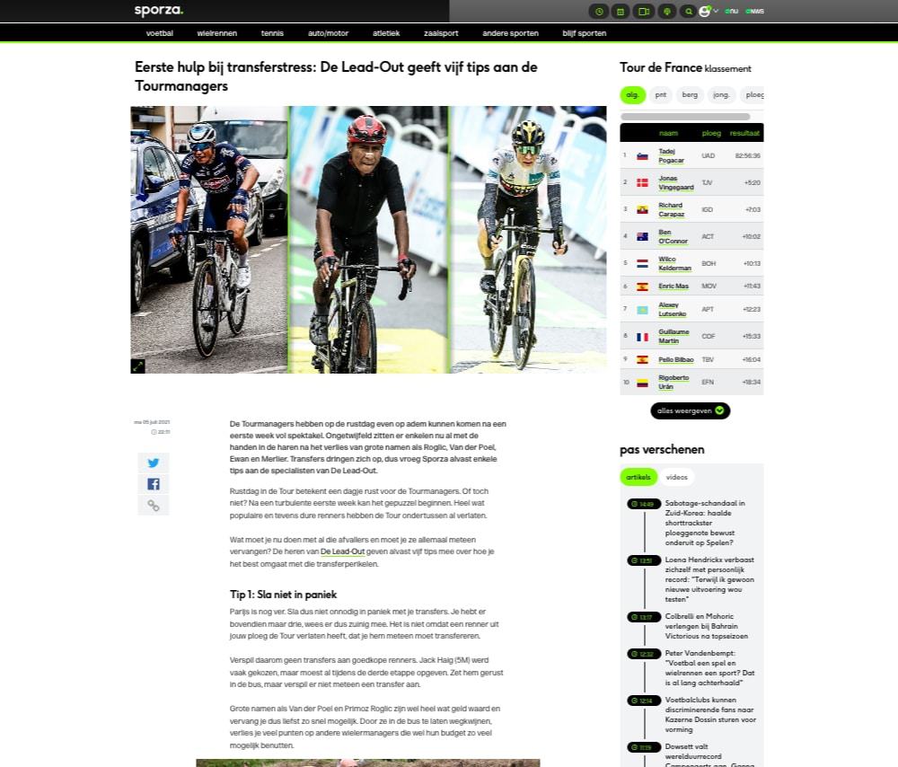 Sporza Tourmanager 5 tips by DeLeadOut