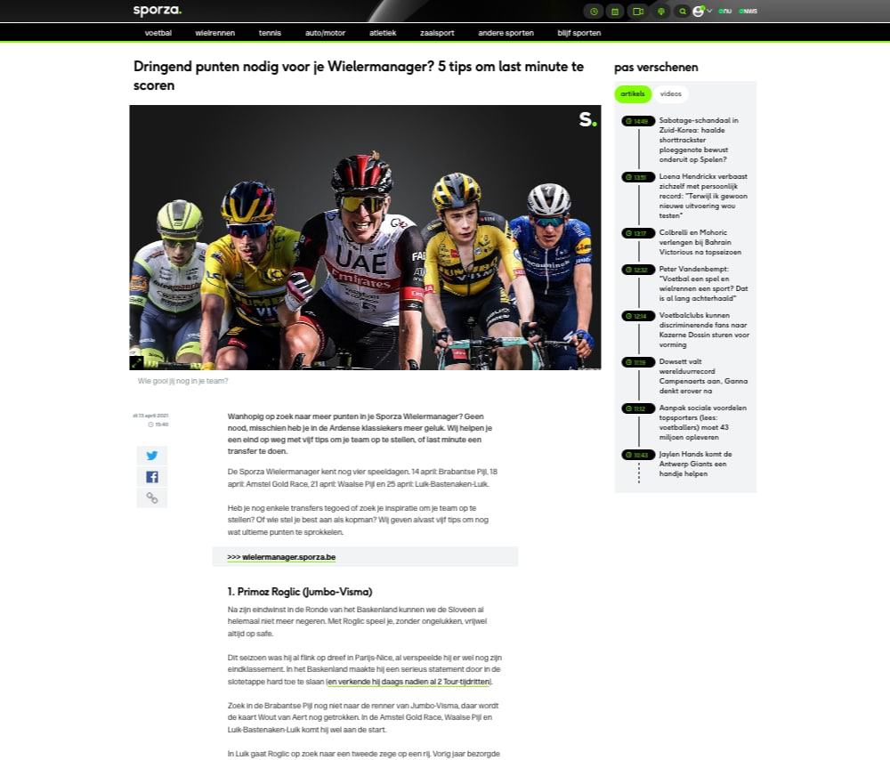 Sporza Wielermanager Last Minute Tips