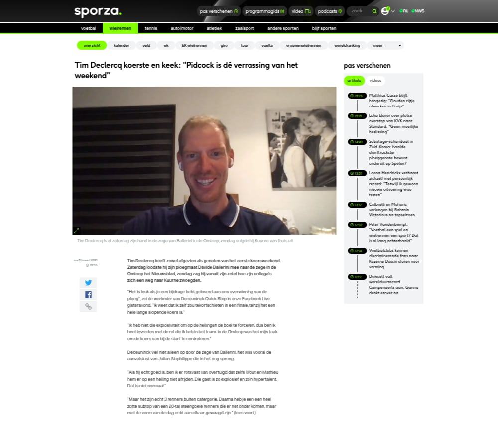 Sporza Wielermanager Tim Declercq